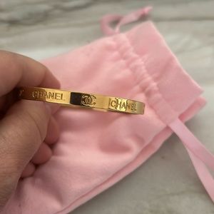 Faux Chanel Gold thin cuff bracelet